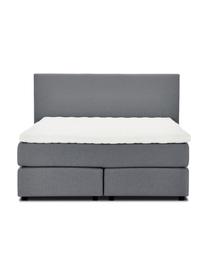 Premium boxspring bed Eliza in grijs, Matras: 5-zones pocketvering, Poten: massief gelakt berkenhout, Geweven stof grijs, 160 x 200 cm, hardheidsgraad 2