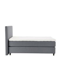 Premium boxspring bed Eliza in grijs, Matras: 5-zones pocketvering, Poten: massief gelakt berkenhout, Geweven stof grijs, 160 x 200 cm, hardheidsgraad 2