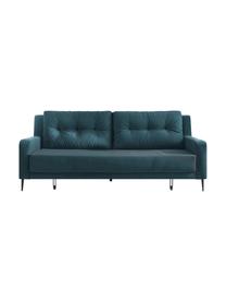 Sofa rozkładana z aksamitu Bergen (3-osobowa), Tapicerka: 100% aksamit poliestrowy, Nogi: metal lakierowany, Niebieski, S 222 x G 92 cm