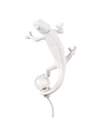 Design wandlamp Chameleon met stekker, Lamp: polyresin, Wit, 7 x 17 cm