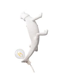 Design wandlamp Chameleon met stekker, Lamp: polyresin, Wit, 7 x 17 cm