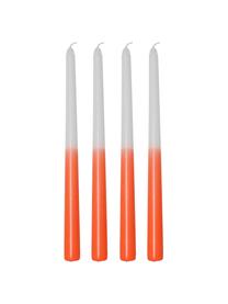 Stabkerzen Dubli in Orange/Weiss, 4 Stück, Wachs, Orange, Weiss, Ø 2 x H 31 cm