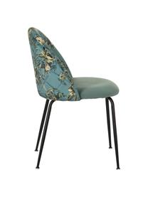 Krzesło tapicerowane Hojas, Tapicerka: 100% poliester, Stelaż: drewno naturalne, Nogi: metal, Odcienie niebieskiego, czarny, S 49 x G 50 cm