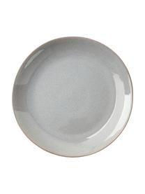 Platos llanos esmaltados Hali, 4 uds., Gres esmaltado, Gris azulado con borde marrón, Ø 27 x Al 3 cm