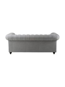 Chesterfield Sofa James (3-Sitzer), Gestell: Kiefer, Buche, Bezug: 15% Leinen, 85% Polyester, Beine: Buche, lackiert, Hellgrau, B 198 cm