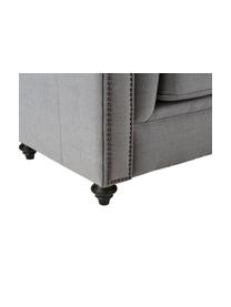 Divano a 3 posti Chesterfield James, Struttura: legno di pino, legno di f, Rivestimento: 15% lino, 85% poliestere, Piedini: legno di faggio verniciat, Grigio chiaro, Larg. 198 x Prof. 85 cm