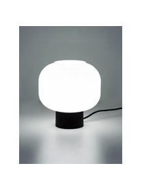 Lámpara de mesa pequeña de vidrio opalino Charles, Pantalla: vidrio opalino, Cable: cubierto en tela, Blanco opalino, negro, Ø 20 x Al 20 cm
