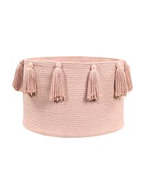 Cesto con nappe Tassels, 97% cotone, 3% cotone riciclato, Rosa, Ø 45 x Alt. 30 cm