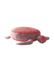 Coussin de sol en coton bio Zane, Rouge corail, gris