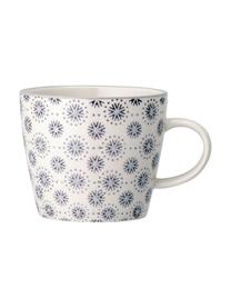 Tazza in gres con motivo floreale Elsa 4 pz, Gres, Grigio, color crema, Ø 10 x Alt. 8 cm