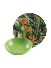 Vajilla Tropical Jungle, 6 comensales (18 pzas.), Multicolor, Set de diferentes tamaños