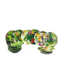 Serviesset Tropical Jungle, 6 personen (18-delig), Porselein, keramiek, Multicolour, Verschillende formaten