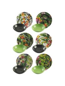 Serviesset Tropical Jungle, 6 personen (18-delig), Porselein, keramiek, Multicolour, Verschillende formaten