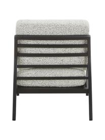 Fauteuil Becky van eikenhout, Bekleding: 54% polyester, 46% acryl, Frame: massief eikenhout, Bouclé zwart-wit, zwart, B 73 x H 71 cm