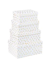 Set de cajas de regalo Kontrast, 4 pzas., Papel, Blanco, dorado, Set de diferentes tamaños