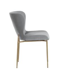 Sametová čalouněná židle Tess, Šedá, zlatá, Š 49 cm, H 64 cm