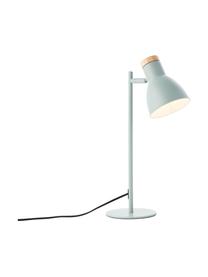 Bureaulamp Venea met houten decoratie, Lampenkap: metaal, Lampvoet: metaal, Decoratie: hout, Mintgroen, houtkleurig, Ø 15 cm, H 47 cm