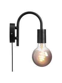 Wandlamp Paco met stekker, Lampenkap: gecoat metaal, Zwart, D 18 x H 16 cm