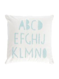 Housse de coussin 45x45 Keila, Coton, Blanc, bleu, larg. 45 x long. 45 cm