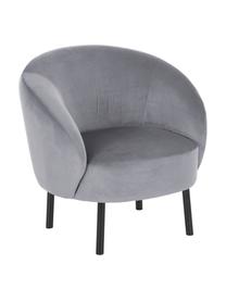 Fluwelen fauteuil Freja, Bekleding: fluweel (polyester), Poten: gepoedercoat metaal, Bekleding: grijs. Poten: mat zwart, B 65 x D 72 cm