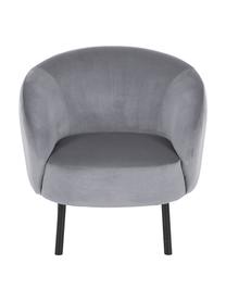 Fauteuil cocktail en velours Freja, Revêtement : gris Pieds : noir, mat