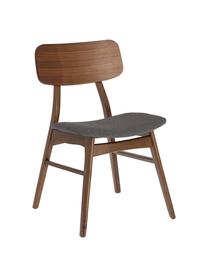 Holzstühle Selia, 2 Stück, Gestell: Massives Gummibaumholz, W, Bezug: Polyester, Dunkelgrau, Dunkelbraun, B 48 x T 53 cm