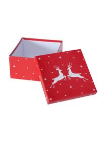 Komplet pudełek prezentowych Helli, 4 elem., Papier, Czerwony, biały, Komplet z różnymi rozmiarami