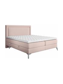 Sametová boxspring postel  s úložným prostorem Joy, Růžová, 140 x 200 cm, stupeň tvrdosti H2