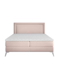 Sametová boxspring postel  s úložným prostorem Joy, Růžová, 140 x 200 cm, stupeň tvrdosti H2