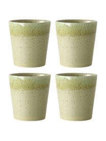 Handgemachte XS Becher 70's im Retro Style, 4-Set, Steingut, Pistaziengrün, Ø 8 x H 8 cm