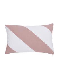 Housse de coussin rectangulaire Ren, 100 % coton, Blanc, vieux rose, larg. 30 x long. 50 cm