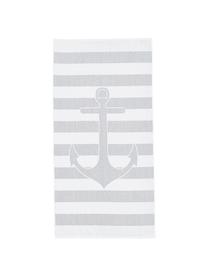 Serviette de plage à rayures et imprimé ancre Anko, Gris, blanc