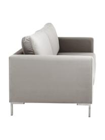 Samt-Sofa Luna (3-Sitzer), Bezug: Samt (Polyester) 80.000 S, Gestell: Massives Buchenholz, Füße: Metall, galvanisiert, Samt Beige, Silber, B 230 x T 95 cm