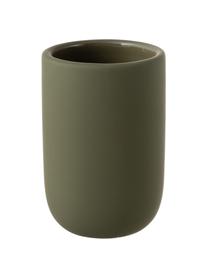 Vaso cepillo de dientes Lotus, Cerámica, Verde oliva, Ø 7 x Al 10 cm