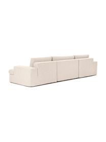 Sofá modular con reposapiés Russell (4 plazas), desenfundable, Funda: 100% algodón Alta resiste, Tapizado: relleno de espuma, Estructura: madera contrachapada de p, Patas: plástico, Tejido beige claro, An 309 x F 206 cm
