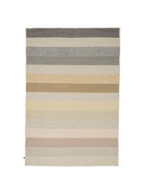 Tapis laine rayé multicolore tissé main Devise, Multicolore