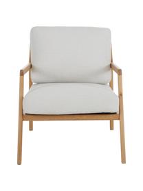 Fauteuil lounge en bois Becky, Tissu beige, bois de chêne, larg. 73 x prof. 90 cm