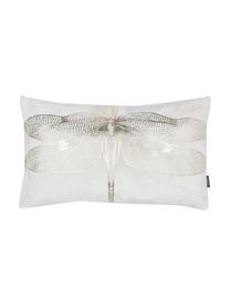 Cuscino con imbottitura Dragonfly, Rivestimento: 50% viscosa, 50% cotone, Bianco, dorato, Larg. 30 x Lung. 50 cm