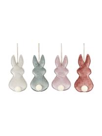 Decoratieve hangersset Hasen, 4-delig, Fluweel, Multicolour, B 5 cm x H 11 cm