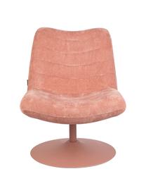 Corduroy loungefauteuil Bubba in roze, Bekleding: 90% polyester, 10% nylon), Frame: eucalyptus multiplex, Voet: gepoedercoat metaal, Roze, B 67 x D 81 cm