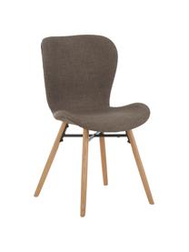 Chaise rembourrée scandinave kaki Batilda, 2 pièces, Tissu kaki, bois de chêne, larg. 47 x prof. 53 cm