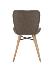 Gestoffeerde stoelen Batilda in kaki, 2 stuks, Bekleding: polyester, Poten: gelakt en geolied massief, Geweven stof kaki, eikenhout, B 47 x D 53 cm