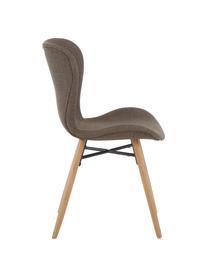 Gestoffeerde stoelen Batilda in kaki, 2 stuks, Bekleding: polyester, Poten: gelakt en geolied massief, Geweven stof kaki, eikenhout, B 47 x D 53 cm