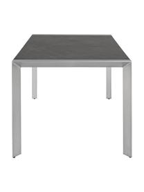 Mesa de comedor para exterior Inez, 198 x 90 cm, Estructura: aluminio satinado, Tablero: laminado de celulosa impr, Plateado, gris, An 198 x F 90 cm