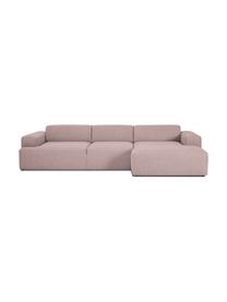 Ecksofa Melva (4-Sitzer) in Rosa, Bezug: Polyester Der hochwertige, Gestell: Massives Kiefernholz, Spa, Füße: Kiefernholz, Webstoff Rosa, B 319 x T 144 cm