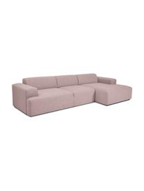 Divano angolare 4 posti in tessuto rosa Melva, Rivestimento: poliestere Con 35.000 cic, Struttura: legno di pino massiccio, , Piedini: legno di pino, Tessuto rosa, Larg. 319 x Prof. 144 cm