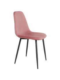 Sedia imbottita in velluto Stockholm, Rivestimento: velluto 25.000 cicli di s, Piedini: metallo verniciato, Velluto rosa, nero, Larg. 50 x Alt. 47 cm