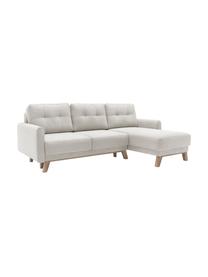 Samt-Schlafsofa Balio (3-Sitzer) mit Stauraum, Bezug: 100 % Polyestersamt Der h, Gestell: Massives Kiefernholz, Spa, Füße: Holz, Samt Cremefarben, B 234 x T 164 cm, Eckteil rechts