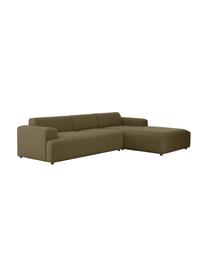 Sofá rinconera Melva (4 plazas), Tapizado: 100% poliéster Alta resis, Estructura: madera de pino maciza, ce, Patas: plástico, Tejido verde oliva, An 319 x F 196 cm, chaise longue derecha