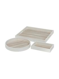 Set de bandejas decorativas Tönning, 3 uds., Tablero de fibras de densidad media, madera, Blanco, marrón, Set de diferentes tamaños